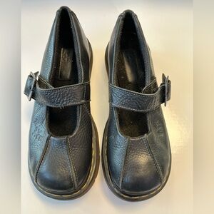 Dr Martens Vintage Black Daisy Flower Splat Chunky Platform Mary Janes Sz. 9